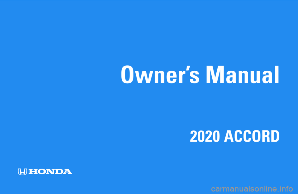 HONDA ACCORD SEDAN 2020  Owners Manual (in English) 