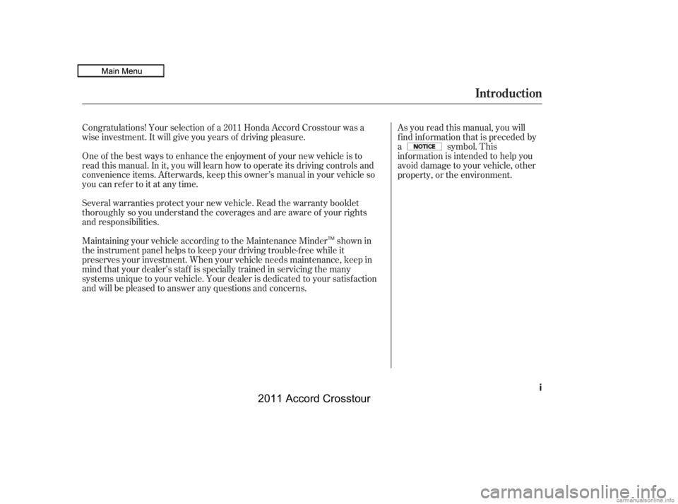HONDA CROSSTOUR 2011  Owners Manual (in English) 