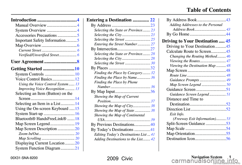 HONDA CIVIC SEDAN 2009  Navigation Manual (in English) 