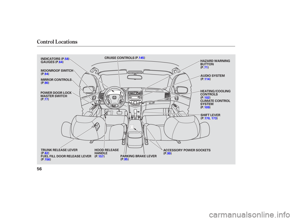 HONDA ACCORD SEDAN 2007 Owners Manual (in English) Control Locations
56
MIRROR CONTROLS
ACCESSORY POWER SOCKETSAUDIO
SYSTEM
CLIMATE CONTROL
SYSTEM HEATING/COOLING
CONTROLS HAZARD
WARNING
BUTTON
CRUISE
CONTROLS
MOONROOF SWITCH
TRUNK RELEASE LEV HONDA ACCORD SEDAN 2007 Owners Manual (in English) Control Locations
56
MIRROR CONTROLS
ACCESSORY POWER SOCKETSAUDIO
SYSTEM
CLIMATE CONTROL
SYSTEM HEATING/COOLING
CONTROLS HAZARD
WARNING
BUTTON
CRUISE
CONTROLS
MOONROOF SWITCH
TRUNK RELEASE LEV