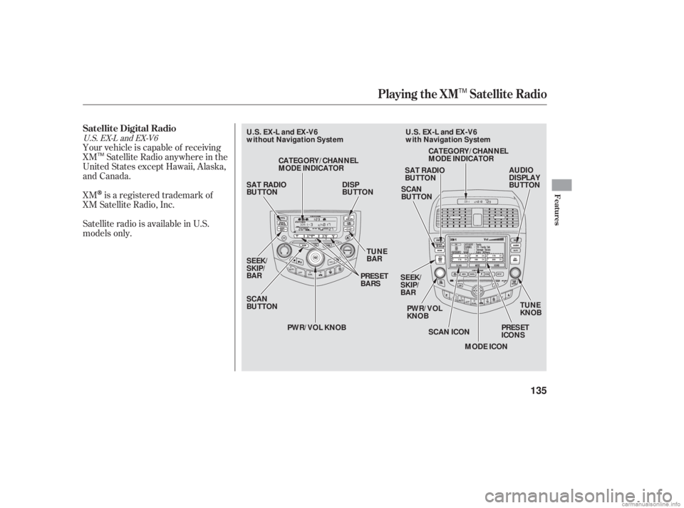 HONDA ACCORD SEDAN 2006  Owners Manual (in English) Your vehicle is capable of receiving
XM Satellite Radio anywhere in the
United States except Hawaii, Alaska,
and Canada.
XM
is a registered trademark of
XM Satellite Radio, Inc.
Satellite radio is ava