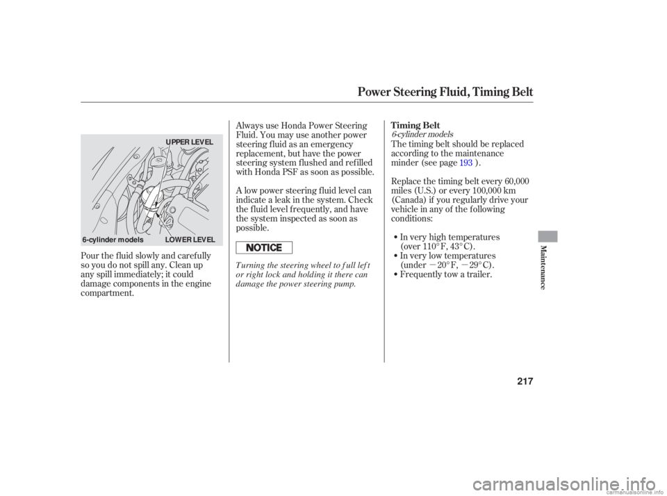 HONDA ACCORD SEDAN 2006   (in English) Owners Guide µµ
Pour 
the fluid  slowly  and carefully
so  you  do not  spill  any.  Clean  up
any  spill  immediately;  it could
damage  components  in the  engine
compartment. The 
timing  belt should  be re