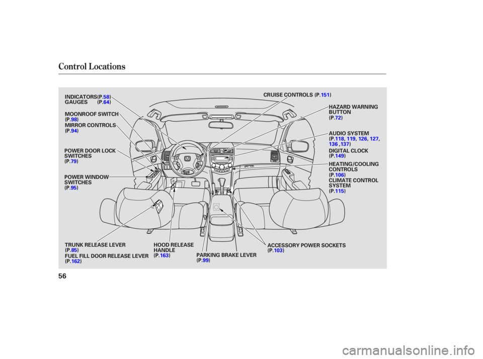 HONDA ACCORD SEDAN 2005 (in English) Workshop Manual Control L ocations
56
POWER DOOR LOCK
SWITCHES
POWER WINDOW
SWITCHESMIRROR CONTROLS
ACCESSORY POWER SOCKETSAUDIO SYSTEM
DIGITAL CLOCK
CLIMATE CONTROL
SYSTEM HEATING/COOLING
CONTROLS HAZARD WARNING
BUT HONDA ACCORD SEDAN 2005 (in English) Workshop Manual Control L ocations
56
POWER DOOR LOCK
SWITCHES
POWER WINDOW
SWITCHESMIRROR CONTROLS
ACCESSORY POWER SOCKETSAUDIO SYSTEM
DIGITAL CLOCK
CLIMATE CONTROL
SYSTEM HEATING/COOLING
CONTROLS HAZARD WARNING
BUT