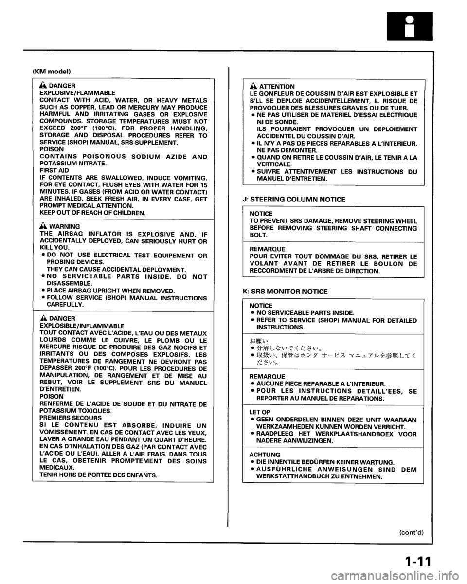 HONDA PRELUDE 1995  Service User Guide 
