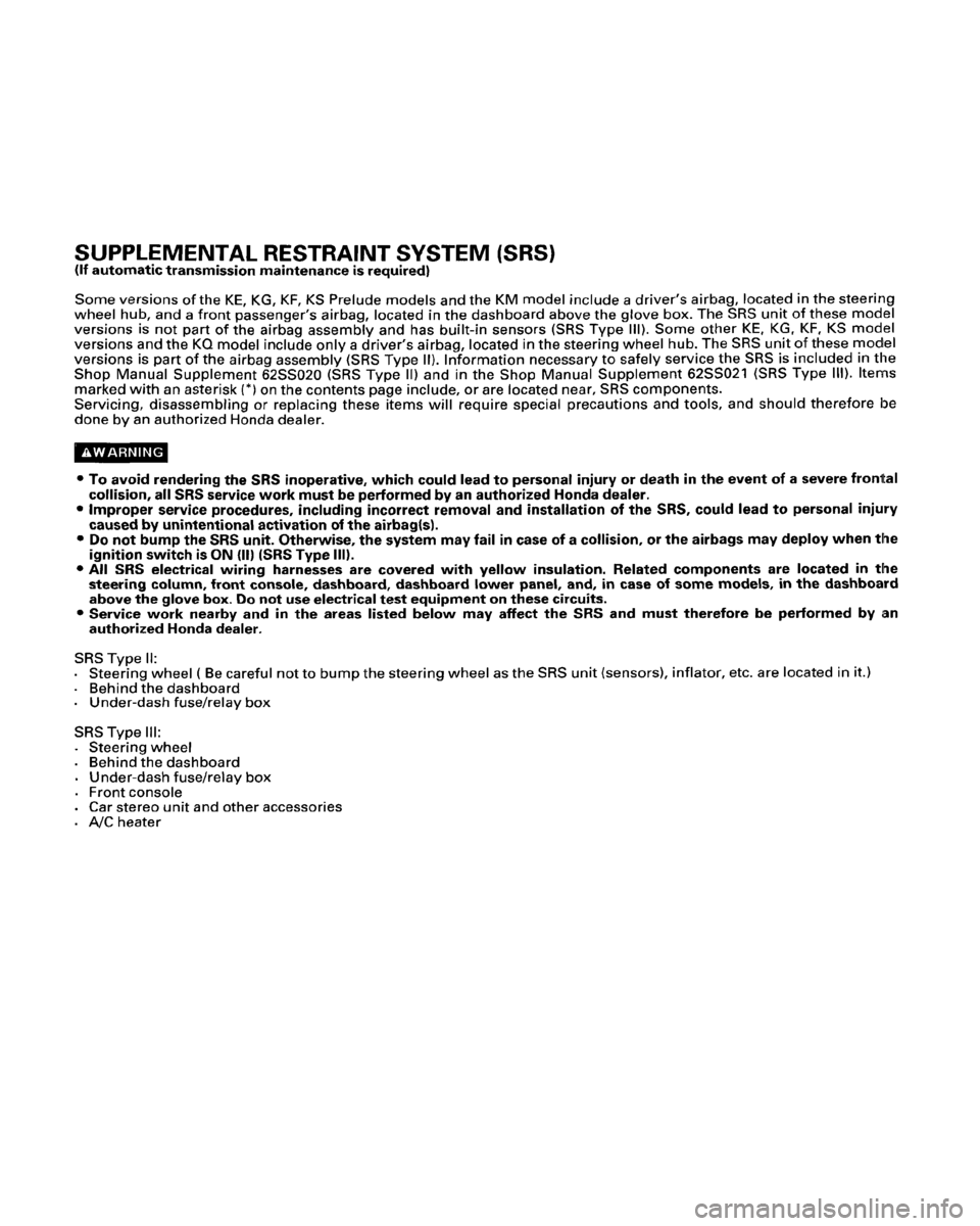 HONDA PRELUDE 1995  Service Workshop Manual 