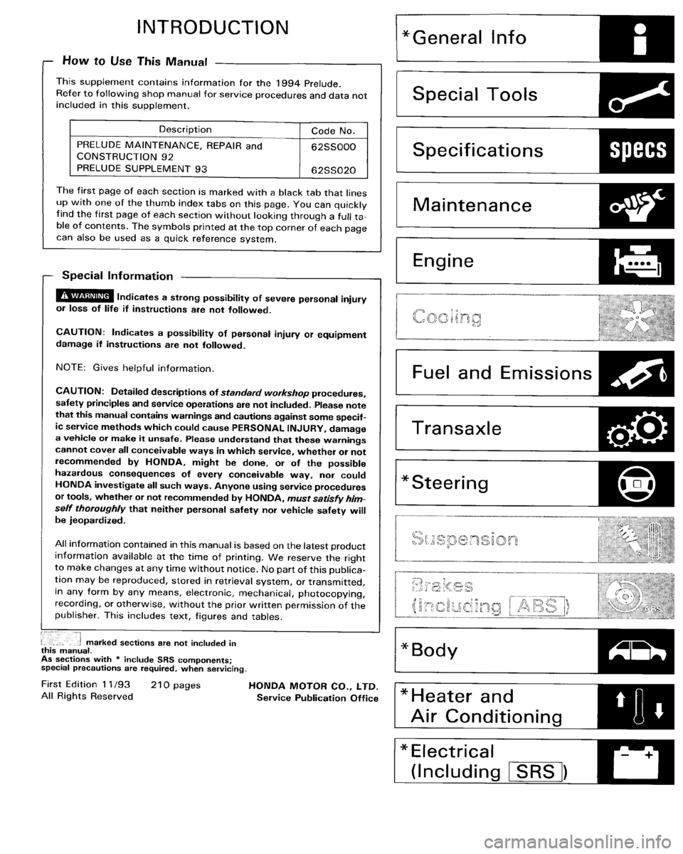 HONDA PRELUDE 1994 Service Repair Manual HONDA PRELUDE 1994 Service Repair Manual