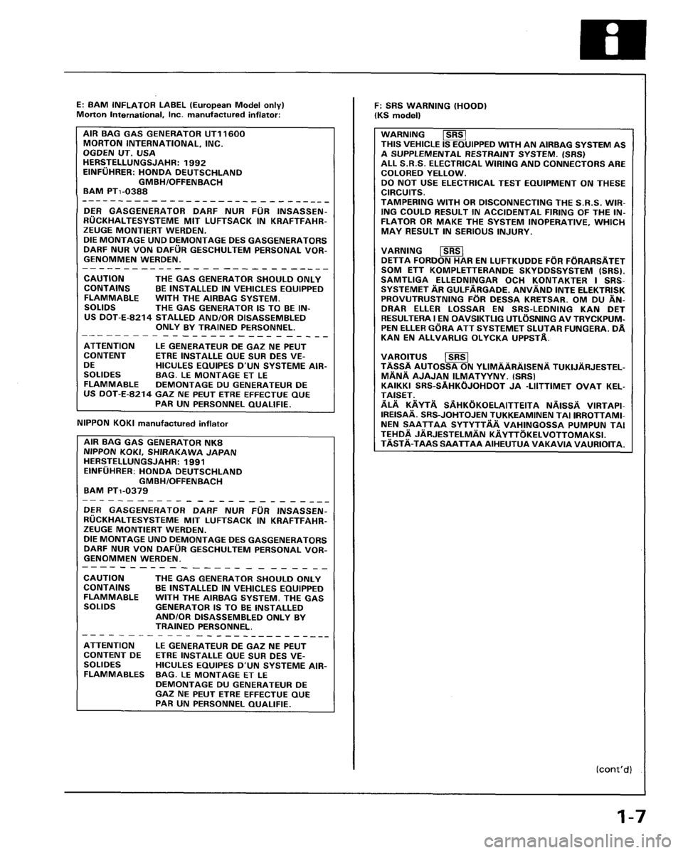 HONDA PRELUDE 1994  Service Repair Manual 