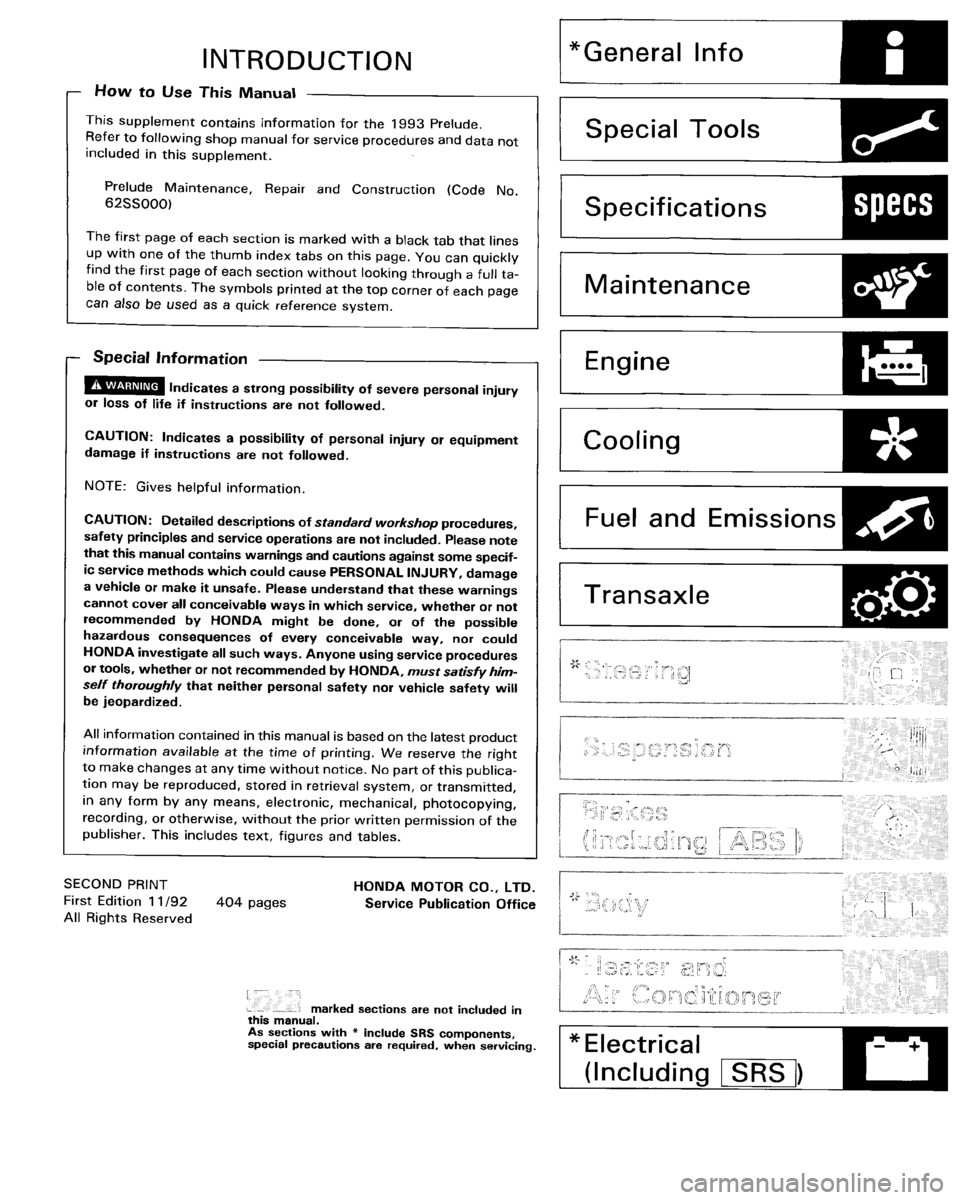 HONDA PRELUDE 1993 Service Repair Manual HONDA PRELUDE 1993 Service Repair Manual