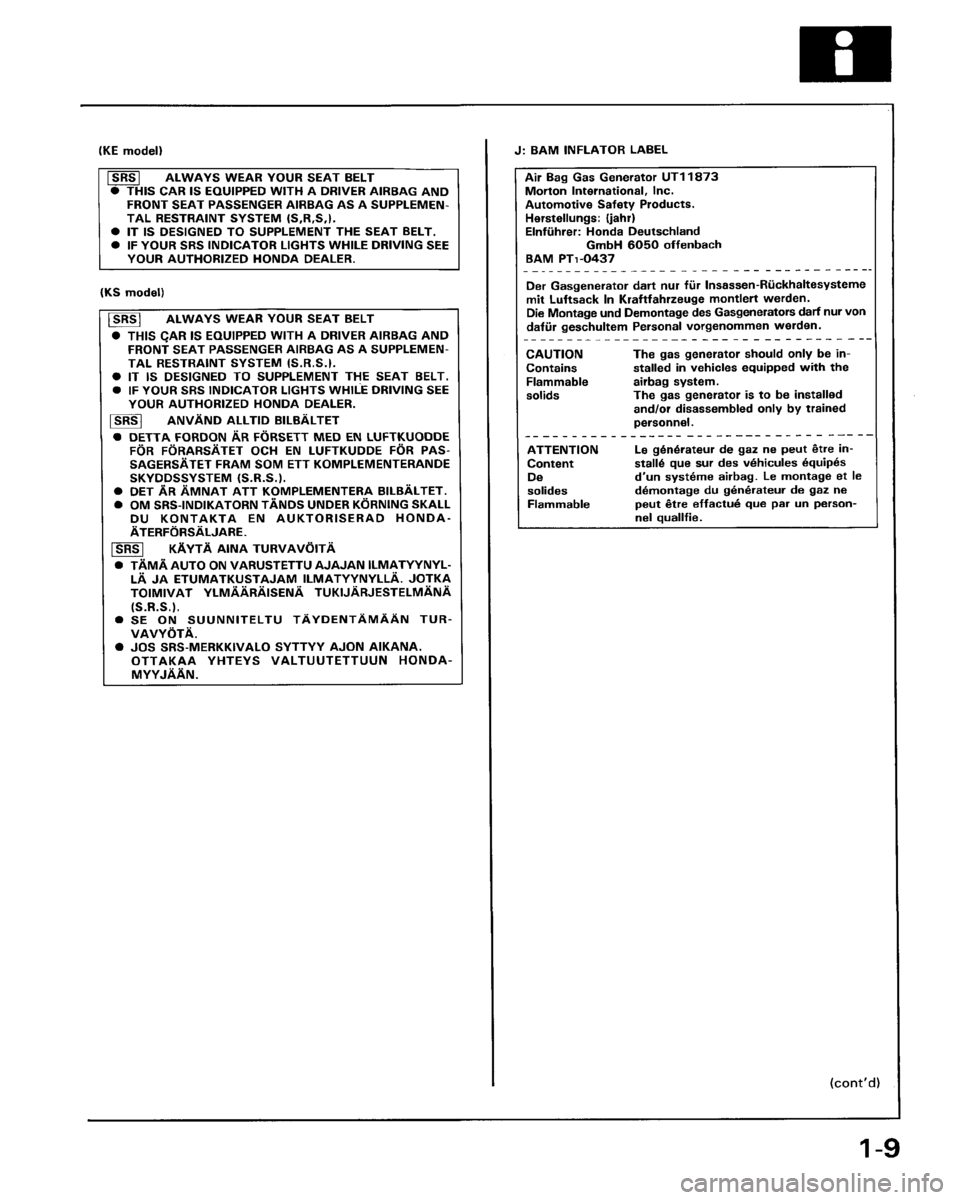 HONDA PRELUDE 1993 Service User Guide HONDA PRELUDE 1993 Service User Guide