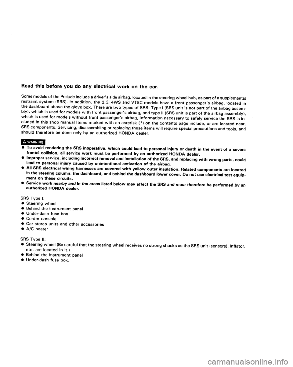 HONDA PRELUDE 1993  Service Repair Manual 