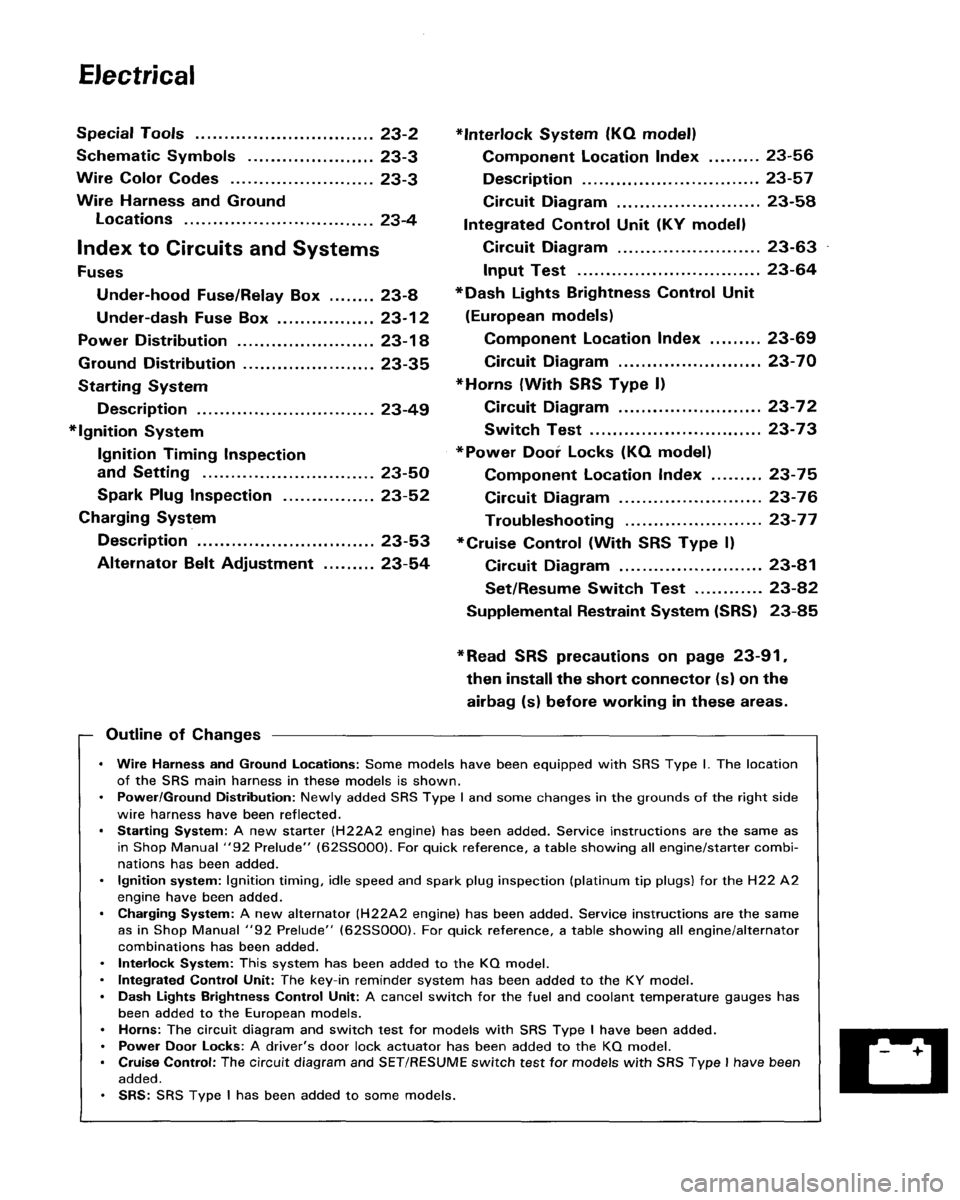 HONDA PRELUDE 1993  Service Repair Manual 