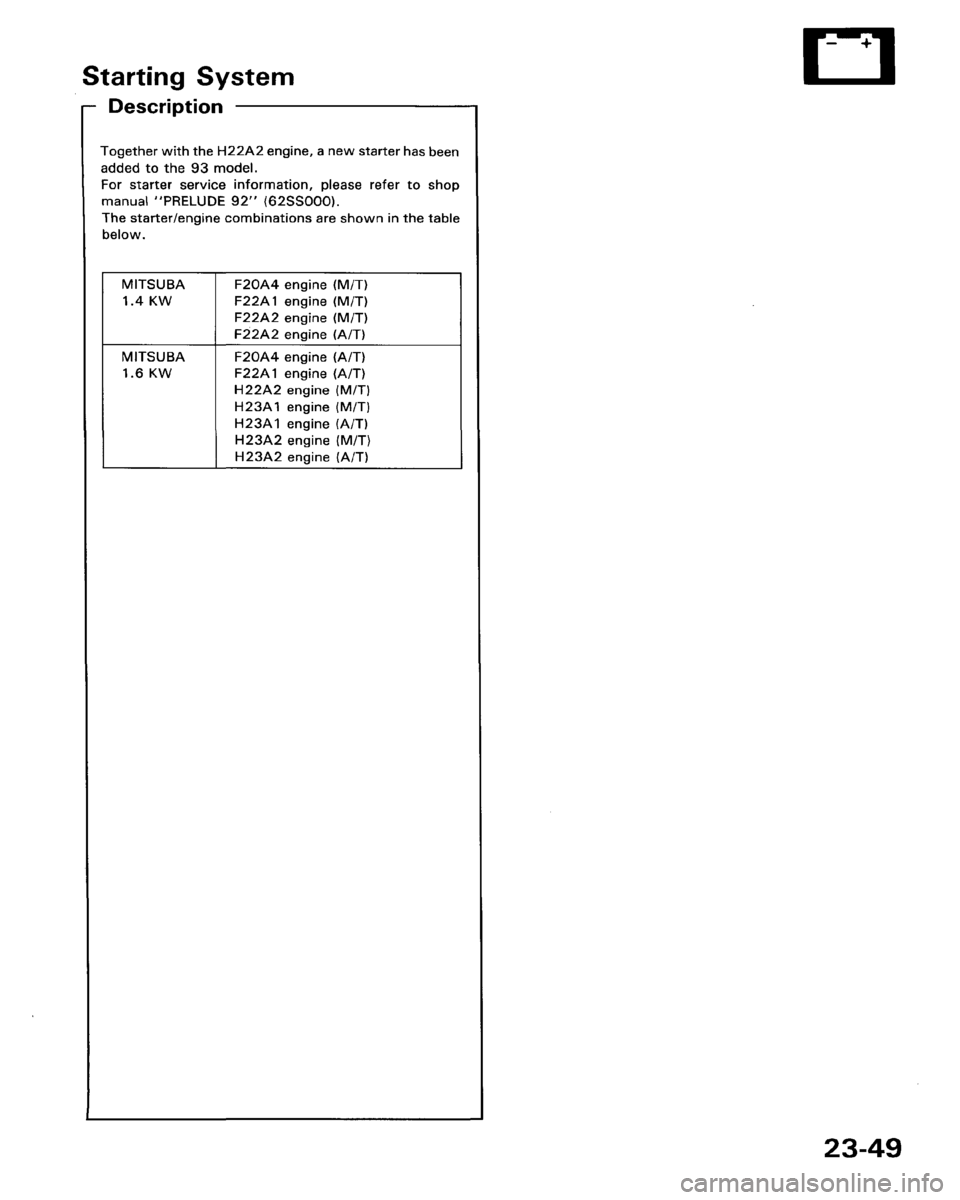 HONDA PRELUDE 1993  Service Repair Manual 