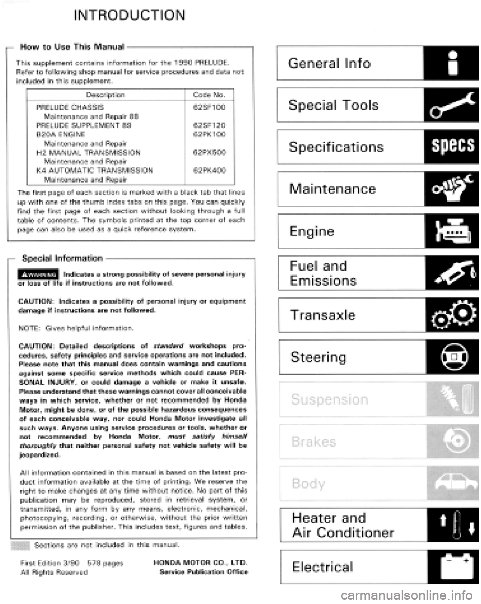 HONDA PRELUDE 1984  Service Repair Manual 