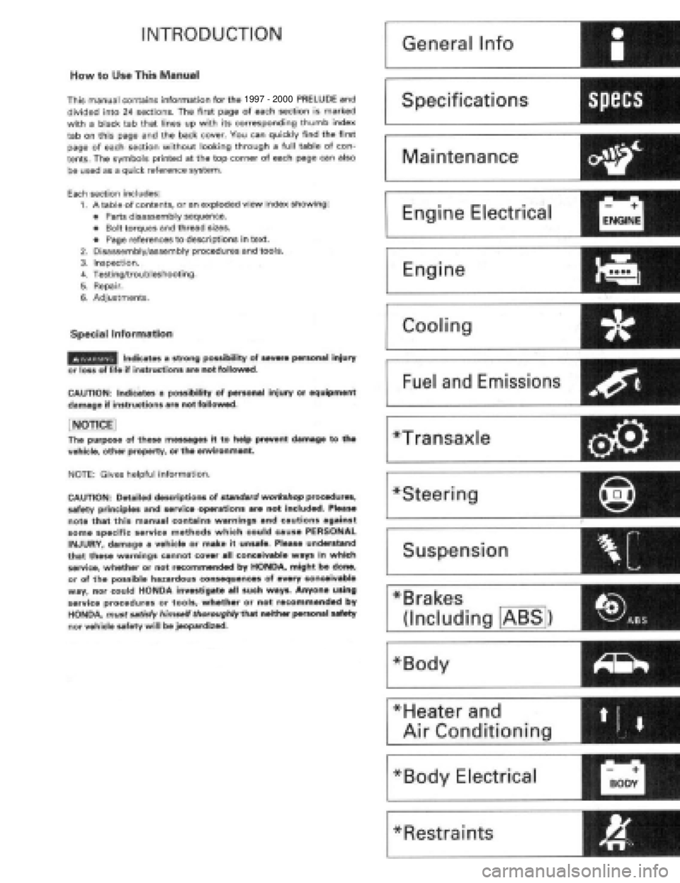 HONDA PRELUDE 1997  Service Repair Manual 1997 - 2000 