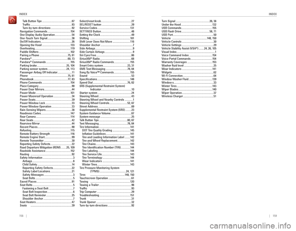 HONDA ACCORD 2016 9.G Quick Guide 158    ||    159
       INDEX
INDEX
Talk Button Tips ............................................87Traffic  .............................................................93Turn-by-turn directions ...