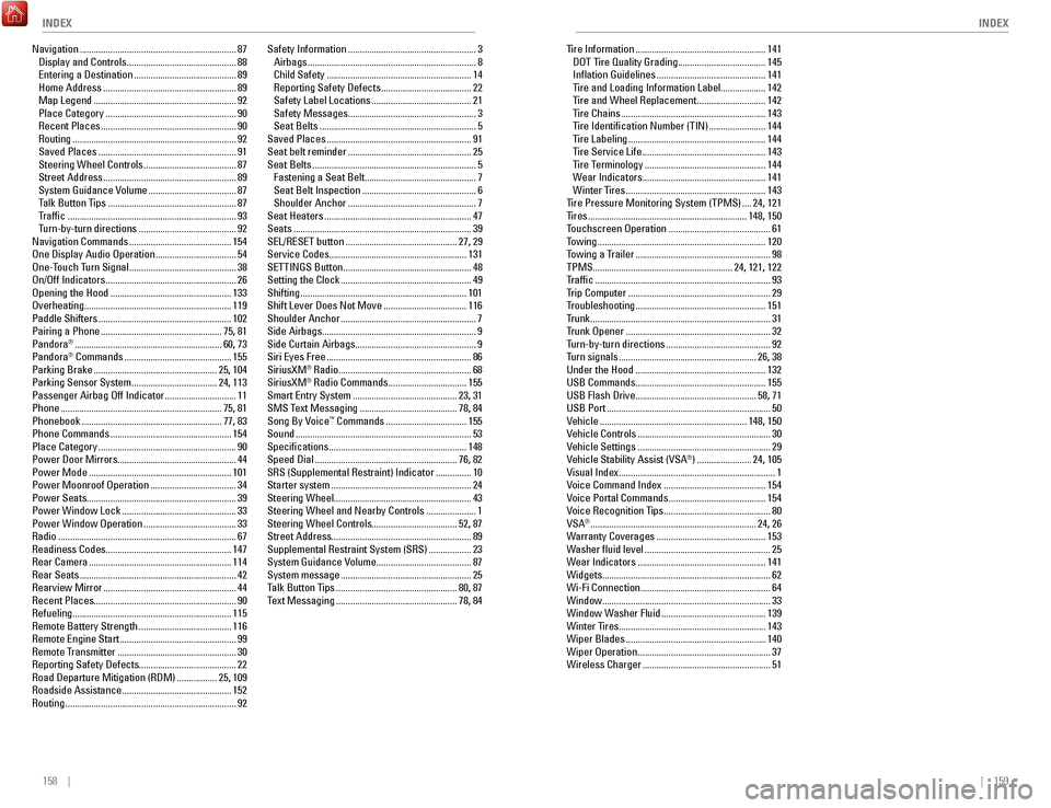 HONDA ACCORD 2017 9.G Quick Guide 158    ||    159
       INDEX
INDEX
Tire Information ....................................................... 141
DoT T ire Quality Grading ..................................... 145
Inflation Guideline