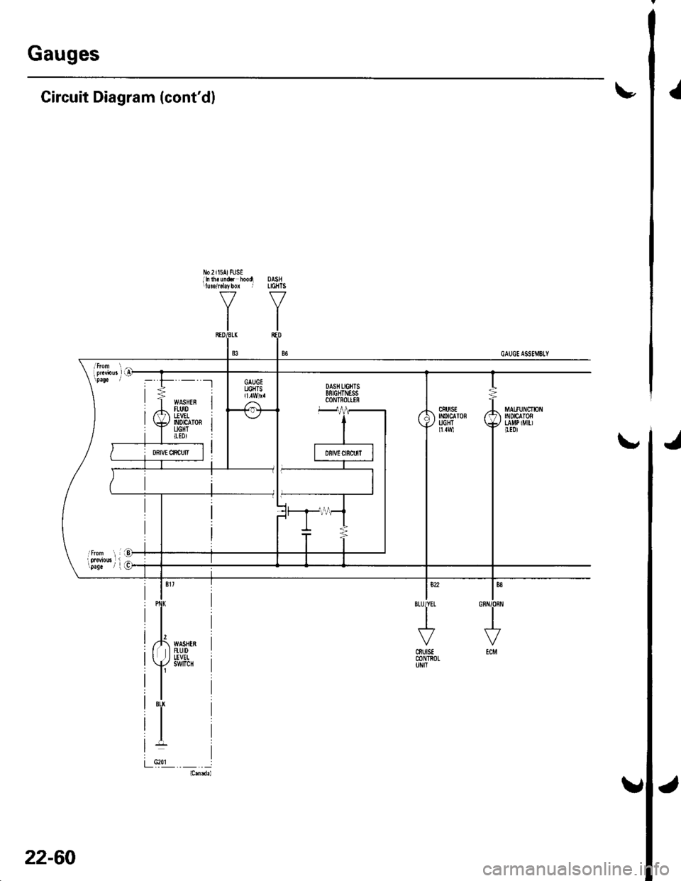 HONDA CIVIC 2002 7.G Manual Online J
a
Gauges
I
No2il5AlFUSEilnlh.undi hooq DASHllu!./rcl.ybox r LGHTS
YY
tltl
Circuit Diagram (contdl
ls?2IBLUIYEL
I
J
cSutsEm n0L
- -t
WASHEFItut0I!VEL6t0tc ToRUGHT(tDl
22-60 HONDA CIVIC 2002 7.G Manual Online J
a
Gauges
I
No2il5AlFUSEilnlh.undi hooq DASHllu!./rcl.ybox r LGHTS
YY
tltl
Circuit Diagram (contdl
ls?2IBLUIYEL
I
J
cSutsEm n0L
- -t
WASHEFItut0I!VEL6t0tc ToRUGHT(tDl
22-60