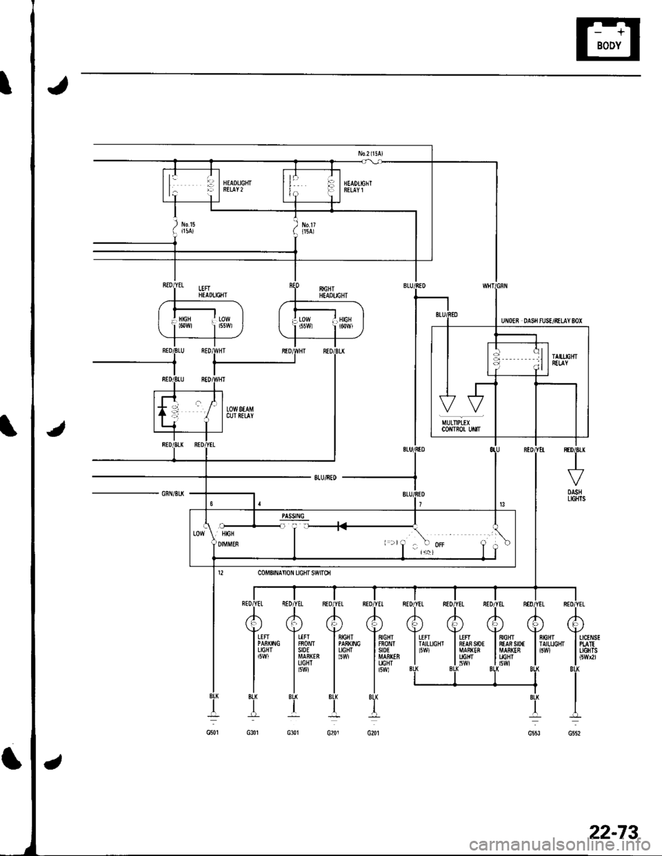 HONDA CIVIC 2002 7.G Workshop Manual J
DASHLIGHTS
COMEINATION LIGHT SWIqI
I LICENSEI PLAIII LIGNTS
| (twr2l
8LI
I
I
G552
NEHIIAILUOHIRIGHTRIAF SIDII/IAFrc8UCHT
LEFTBEAF SIDE
LJGHT
LEFTTAIILGl�TFIGIITFBONTSIDEMAfircFLJGHTl5w)
BIGHTPANKNGL
