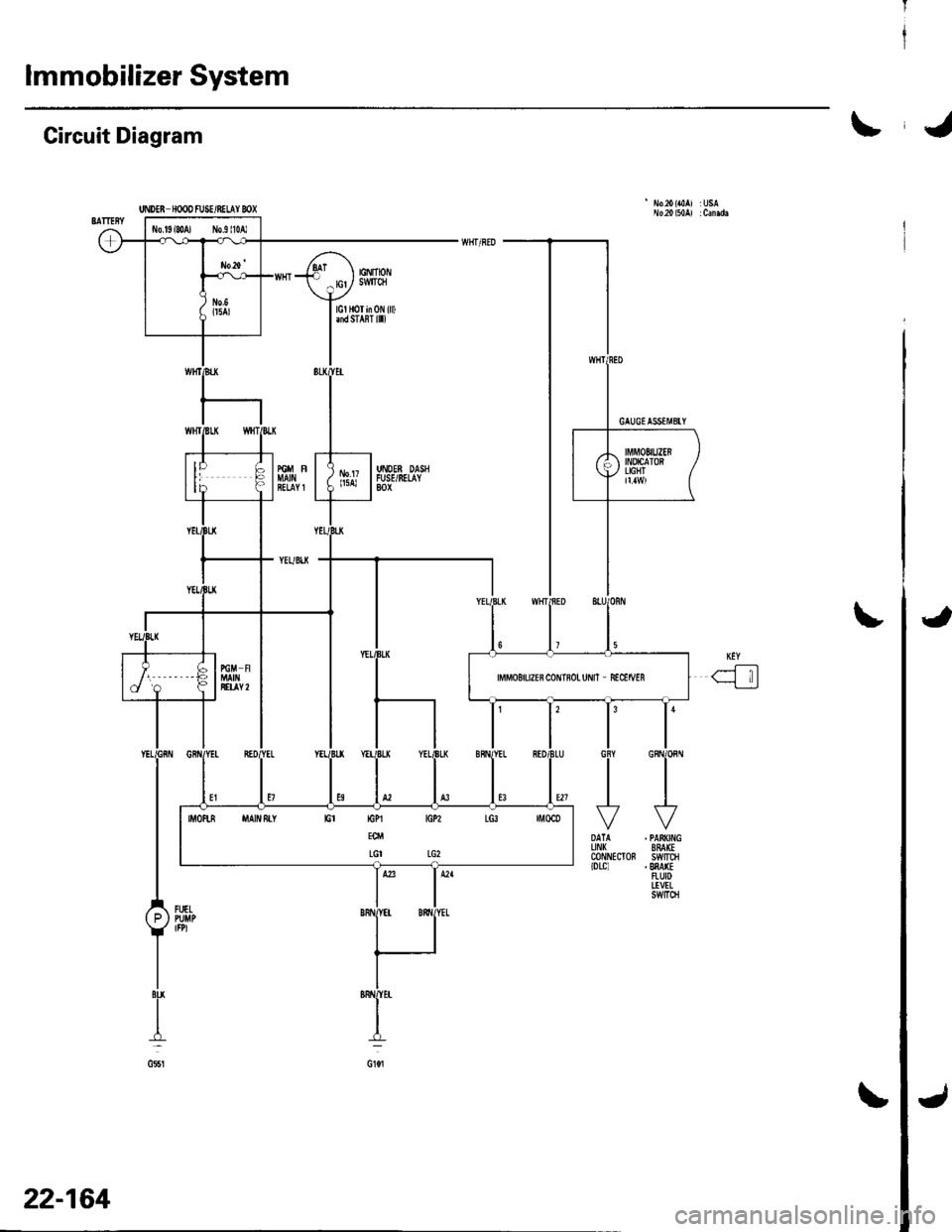 HONDA CIVIC 2003 7.G Workshop Manual lmmobilizer System
J
I
UNDTR rcOD FUSE/RELAY 8OX
rGNtTt0i/swlrcH
lct HoT in 0N {ll).nd SIAnT l|l)
0R8 itAWStY tct tGPl tGPz LG3 |M0CD
EC
LGI LG2
t
No20(LAl r USA
Circuit Diagram
FGN
8ELAY1
YEUBIJ(
t HONDA CIVIC 2003 7.G Workshop Manual lmmobilizer System
J
I
UNDTR rcOD FUSE/RELAY 8OX
rGNtTt0i/swlrcH
lct HoT in 0N {ll).nd SIAnT l|l)
0R8 itAWStY tct tGPl tGPz LG3 |M0CD
EC
LGI LG2
t
No20(LAl r USA
Circuit Diagram
FGN
8ELAY1
YEUBIJ(
t