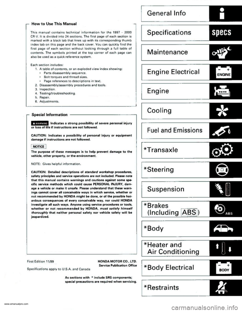 HONDA CR-V 1998 RD1-RD3 / 1.G Workshop Manual 
www.emanualpro.com  