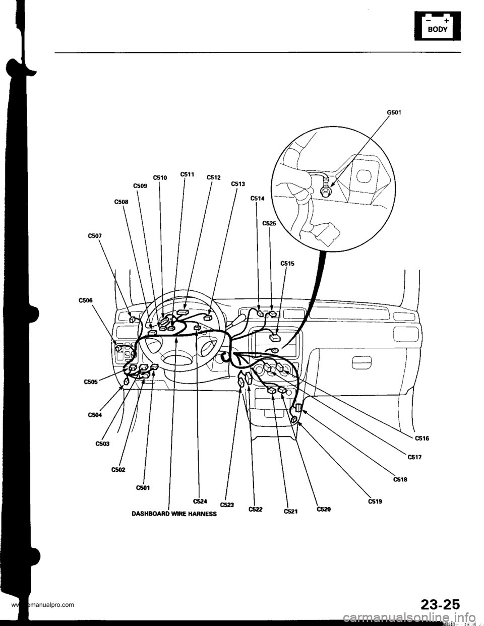 HONDA CR-V 1997 RD1-RD3 / 1.G Workshop Manual 
DASHBOARD wlRE HART{ESS
23-25
www.emanualpro.com  