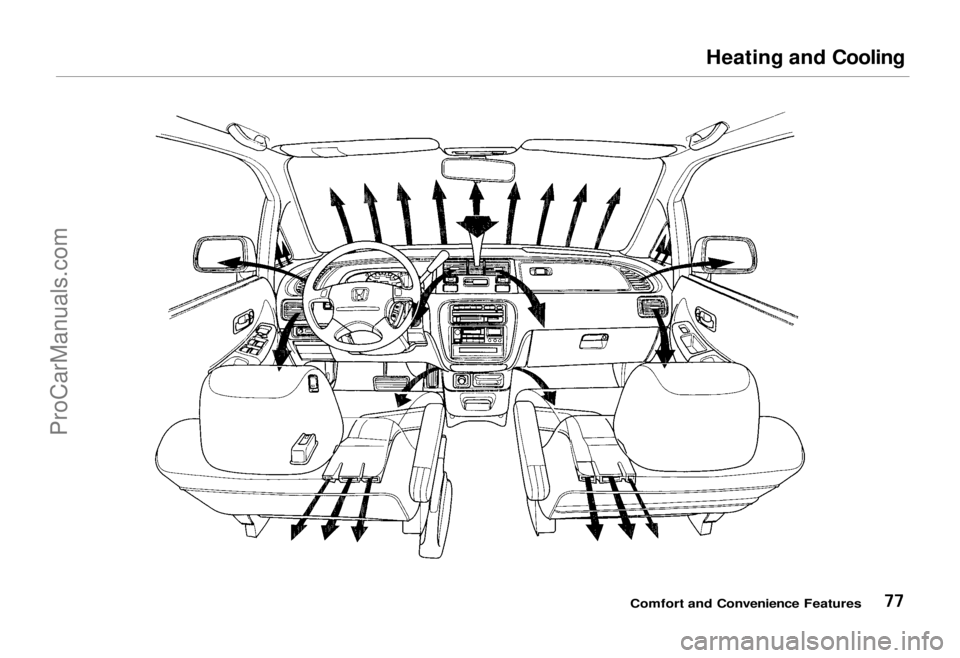 HONDA ODYSSEY 1995 Manual PDF
Heating and Cooling
Comfort and Convenience FeaturesProCarManuals.comMain Menu Table of Contents s t HONDA ODYSSEY 1995 Manual PDF
Heating and Cooling
Comfort and Convenience FeaturesProCarManuals.comMain Menu Table of Contents s t