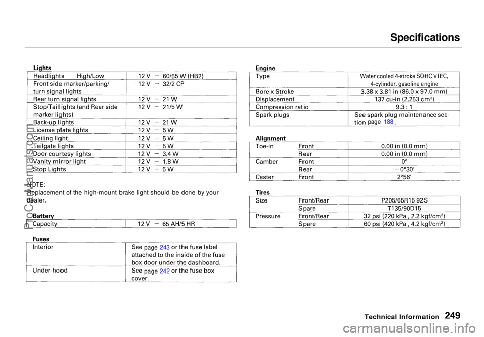 HONDA ODYSSEY 1998 Owners Manual Specifications
Technical Information
NOTE:
Replacement of the high-mount brake light should be done by your
dealer.
page 243
page 242 page 188ProCarManuals.comMain Menu Table of Contents s t HONDA ODYSSEY 1998 Owners Manual Specifications
Technical Information
NOTE:
Replacement of the high-mount brake light should be done by your
dealer.
page 243
page 242 page 188ProCarManuals.comMain Menu Table of Contents s t