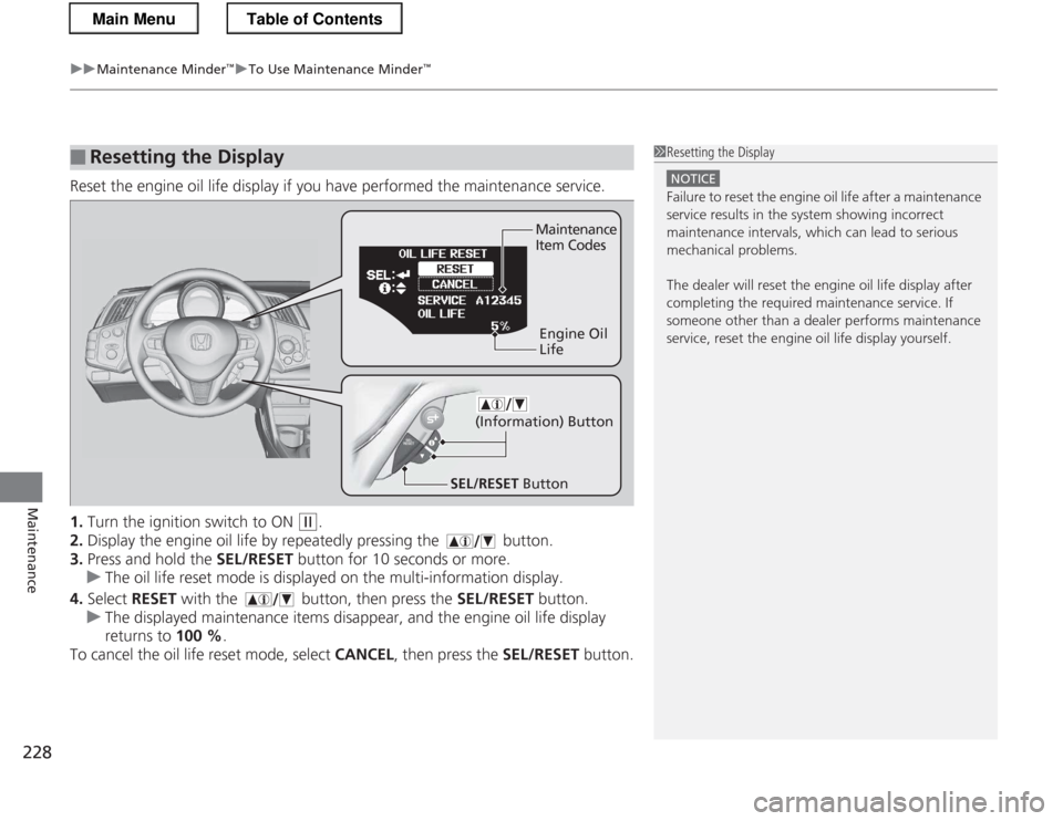 HONDA CR-Z 2013 1.G Owners Manual uuMaintenance Minder