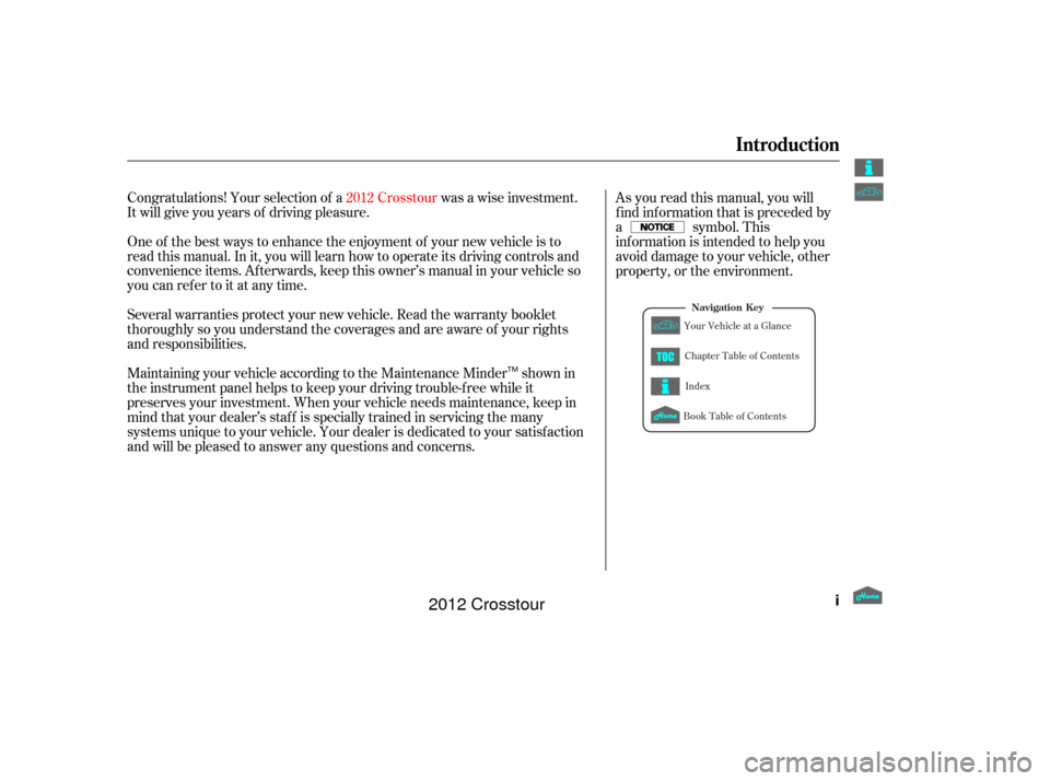 HONDA CROSSTOUR 2012 1.G Owners Manual 