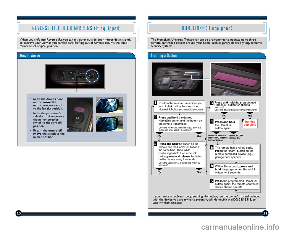 HONDA CROSSTOUR 2012 1.G Technology Reference Guide H O M E L I N K®( i f e q u i p p e d )
The HomeLink Universal Transceiver can be programmed to operate up to three
remote\bcontrolled devices around your home, such as garage doors, lighting, or hom HONDA CROSSTOUR 2012 1.G Technology Reference Guide H O M E L I N K®( i f e q u i p p e d )
The HomeLink Universal Transceiver can be programmed to operate up to three
remote\bcontrolled devices around your home, such as garage doors, lighting, or hom
