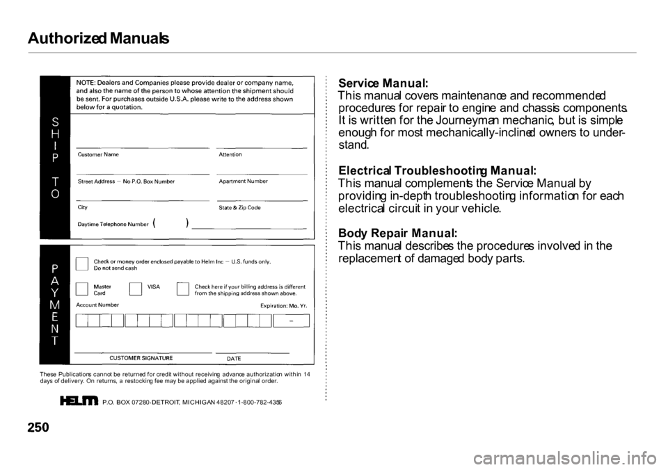 HONDA INSIGHT 2000 1.G Owners Manual Authorize
d Manual s

Thes e  Publication s canno t b e  returne d fo r credi t withou t  receivin g  advanc e authorizatio n withi n  1 4
day s o f delivery . O n  returns ,  a   restockin g fe e ma 
