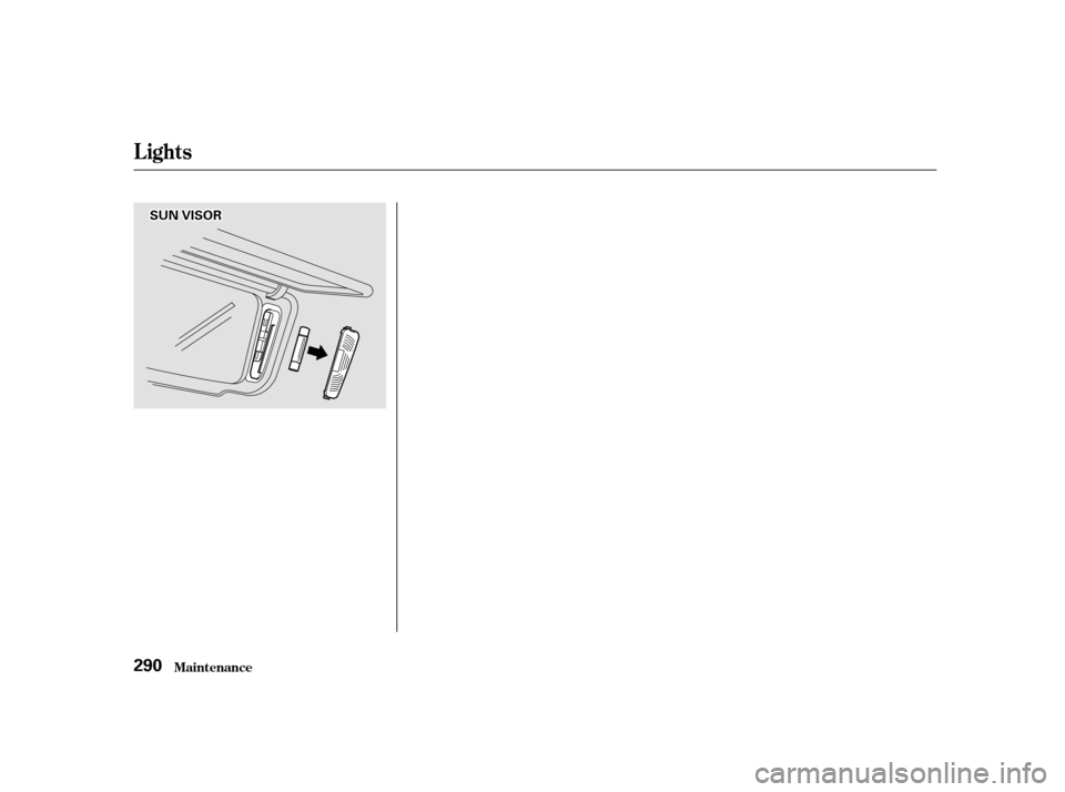 HONDA ODYSSEY 2001 RA6-RA9 / 2.G Owners Manual Lights
Maint enance
290
SSUUNNVVIISSOORR 