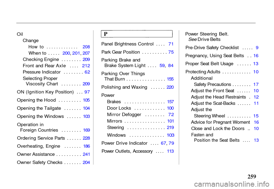HONDA PASSPORT 2000 2.G Owners Manual HONDA PASSPORT 2000 2.G Owners Manual, Page 262