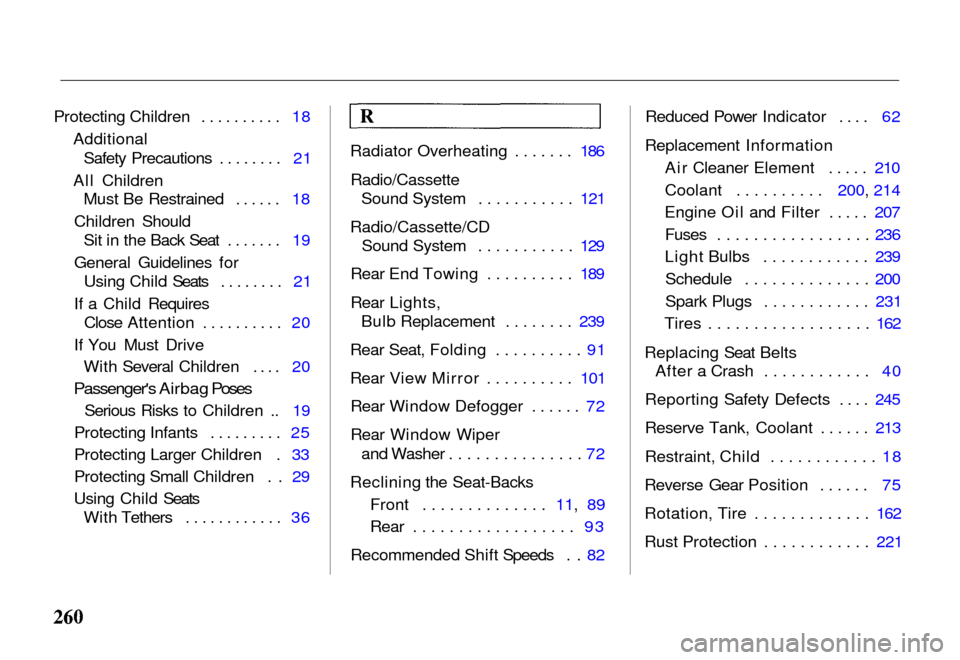 HONDA PASSPORT 2000 2.G Owners Manual HONDA PASSPORT 2000 2.G Owners Manual, Page 263