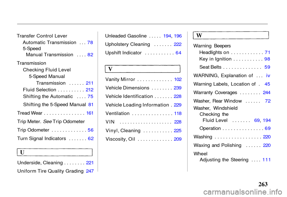 HONDA PASSPORT 2000 2.G Owners Manual HONDA PASSPORT 2000 2.G Owners Manual, Page 266