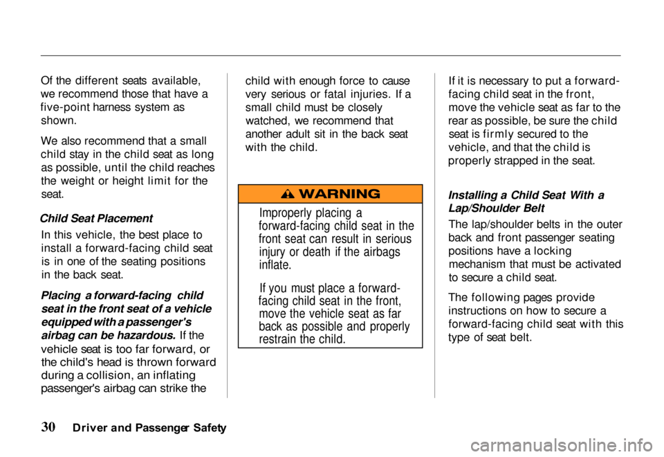 HONDA PASSPORT 2000 2.G Owners Manual HONDA PASSPORT 2000 2.G Owners Manual, Page 33