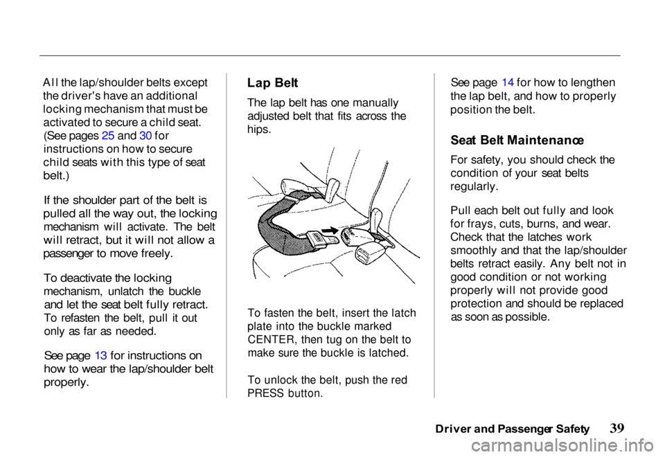 HONDA PASSPORT 2000 2.G Owners Manual HONDA PASSPORT 2000 2.G Owners Manual, Page 42