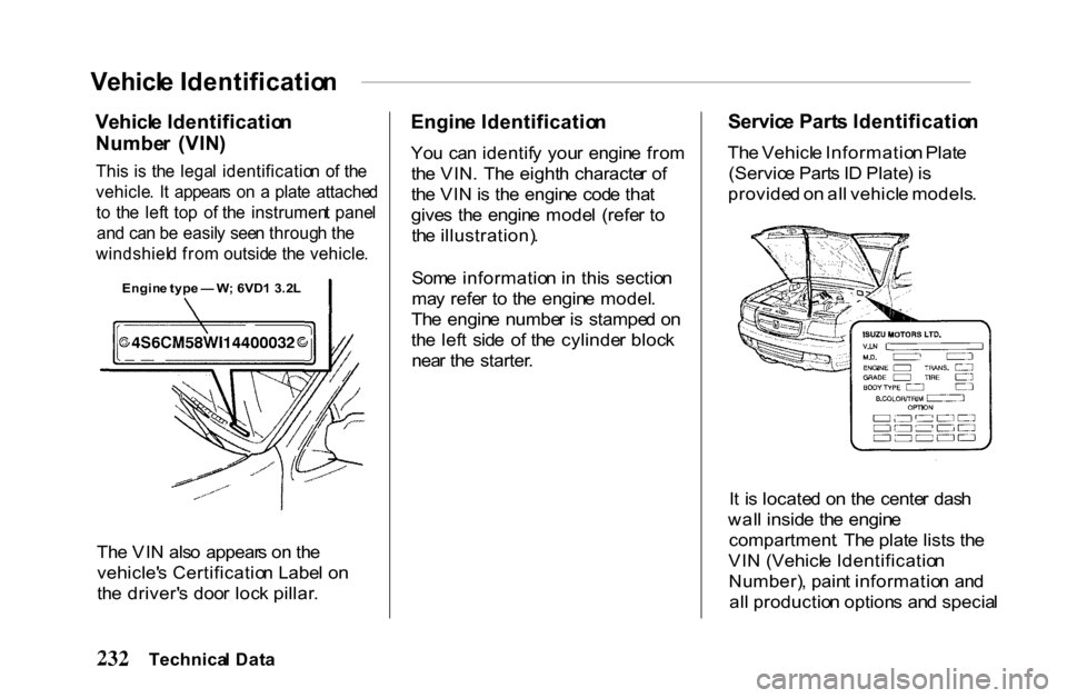 HONDA PASSPORT 2001 2.G Owners Manual Vehicl
e Identificatio n

Vehicl e Identificatio n

Numbe r  (VIN )

Thi s i s  th e  lega l  identificatio n o f th e

vehicle .  I t  appear s  o n  a  plat e  attache d

t o   th e  lef t to p  o f