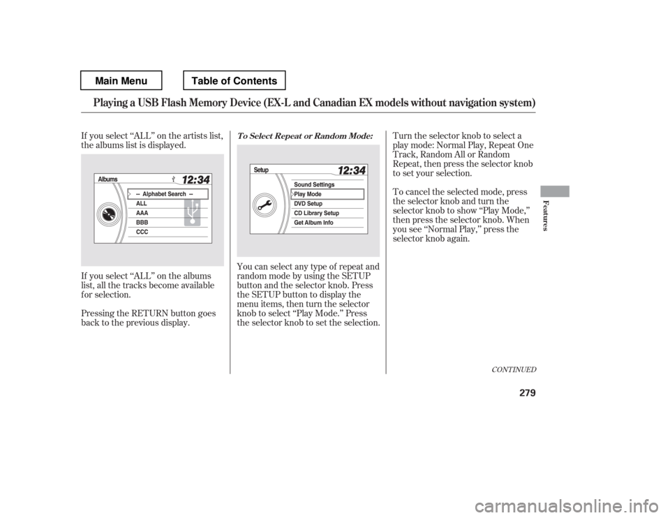 HONDA PILOT 2012 2.G Owners Manual If you select ‘‘ALL