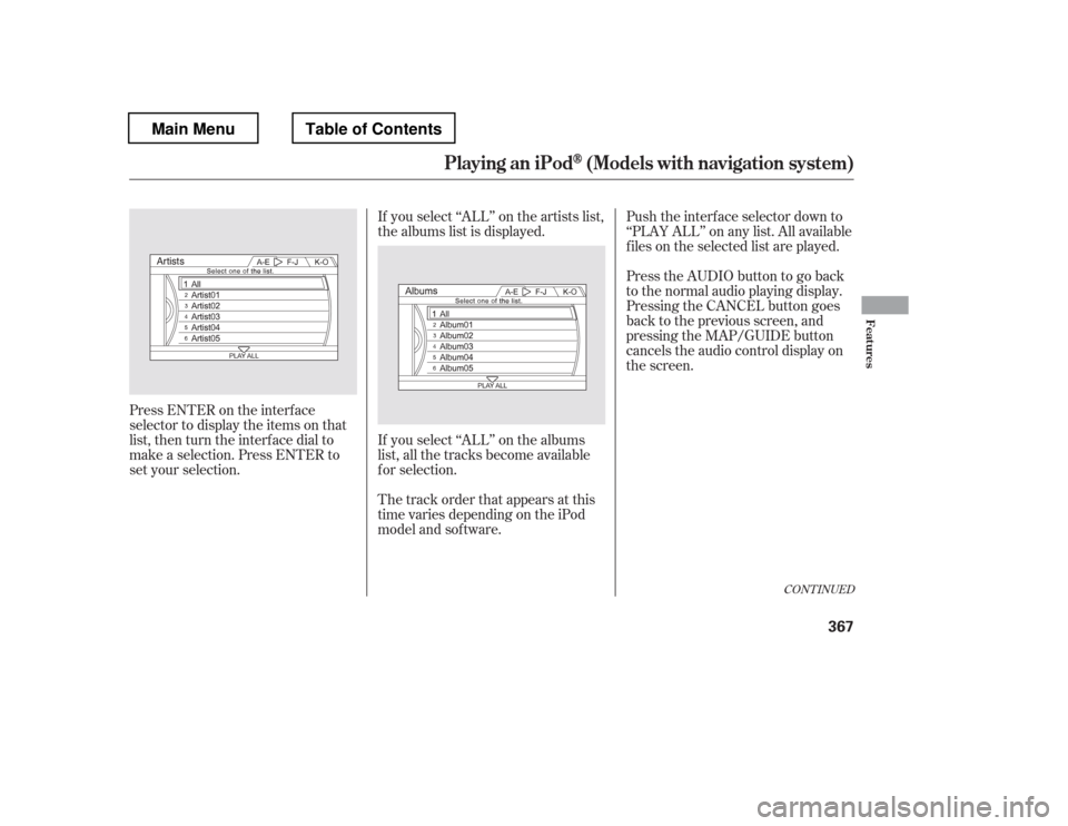 HONDA PILOT 2012 2.G Owners Manual If you select ‘‘ALL