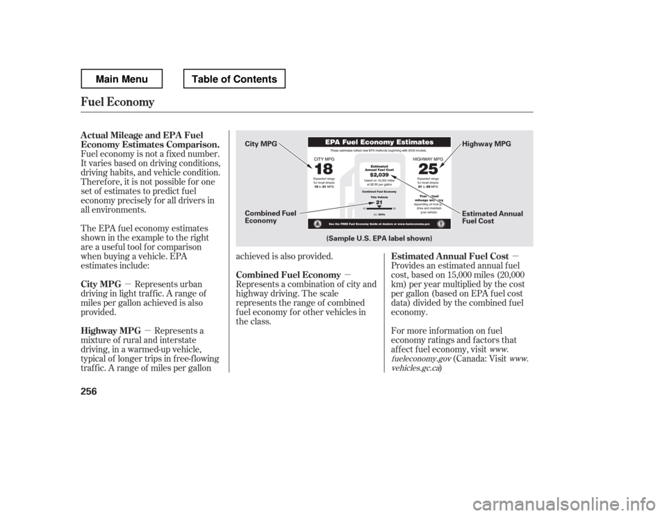 HONDA RIDGELINE 2012 1.G Owners Manual µ
µ
µ µ
Fuel economy is not a f ixed number. 
It varies based on driving conditions,
driving habits, and vehicle condition.
Theref ore, it is not possible f or one
set of estimates to predict 