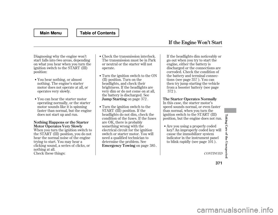 HONDA RIDGELINE 2012 1.G Owners Manual Diagnosing why the engine won