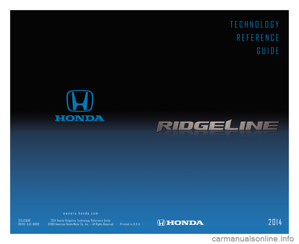 HONDA RIDGELINE 2014 1.G Technology Reference Guide 