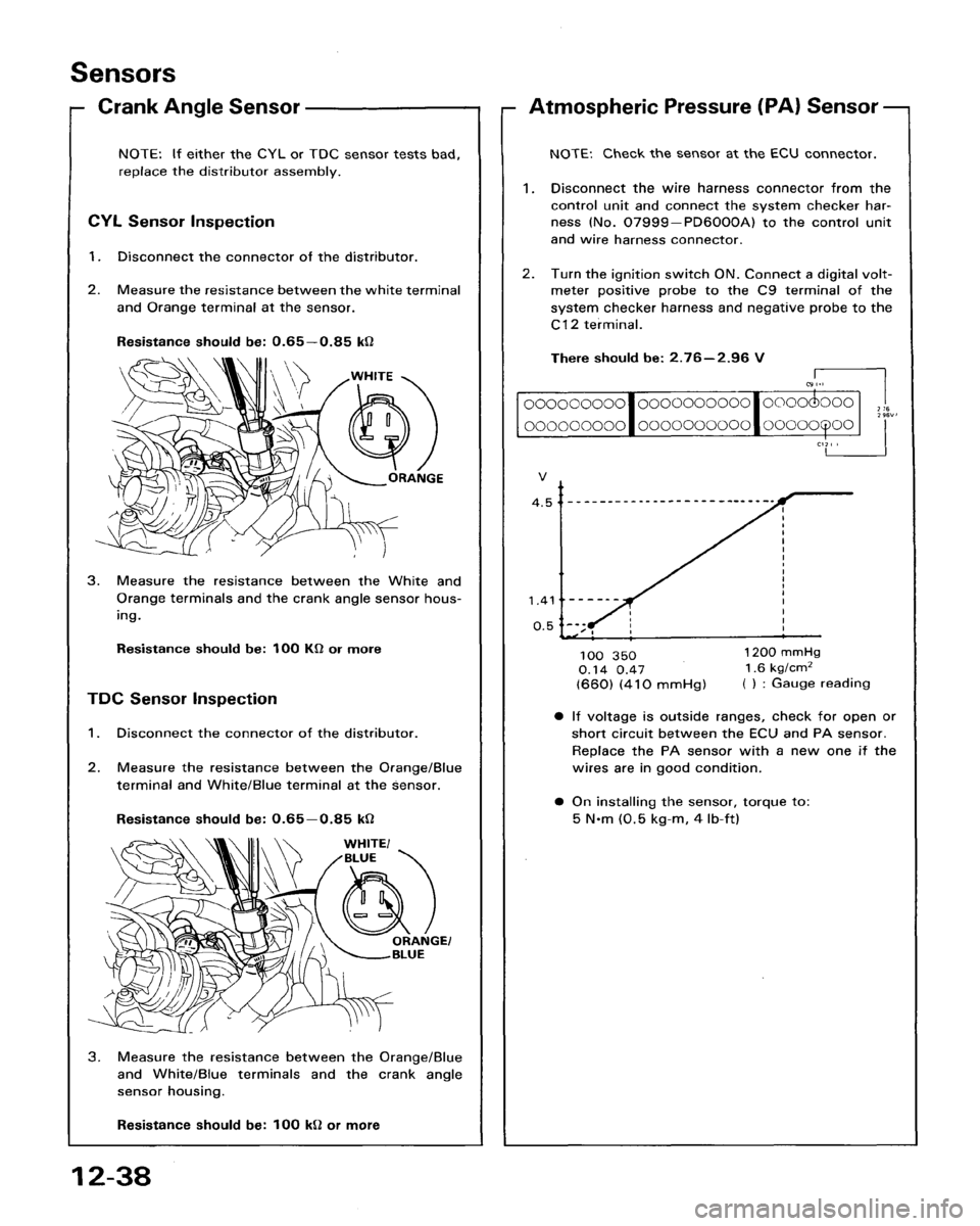 HONDA ACCORD 1986 CA / 3.G Workshop Manual 
