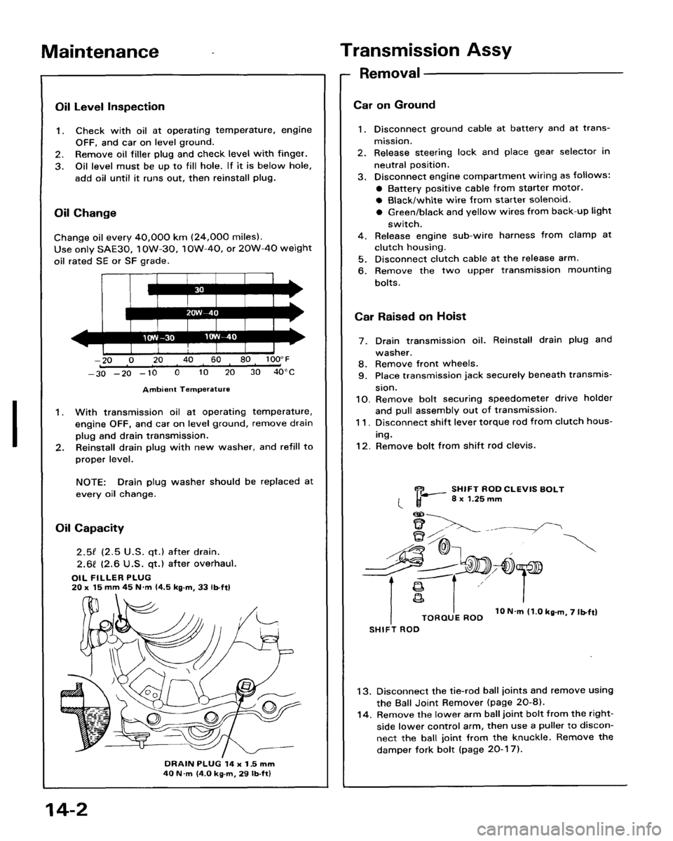 HONDA ACCORD 1986 CA / 3.G Workshop Manual 