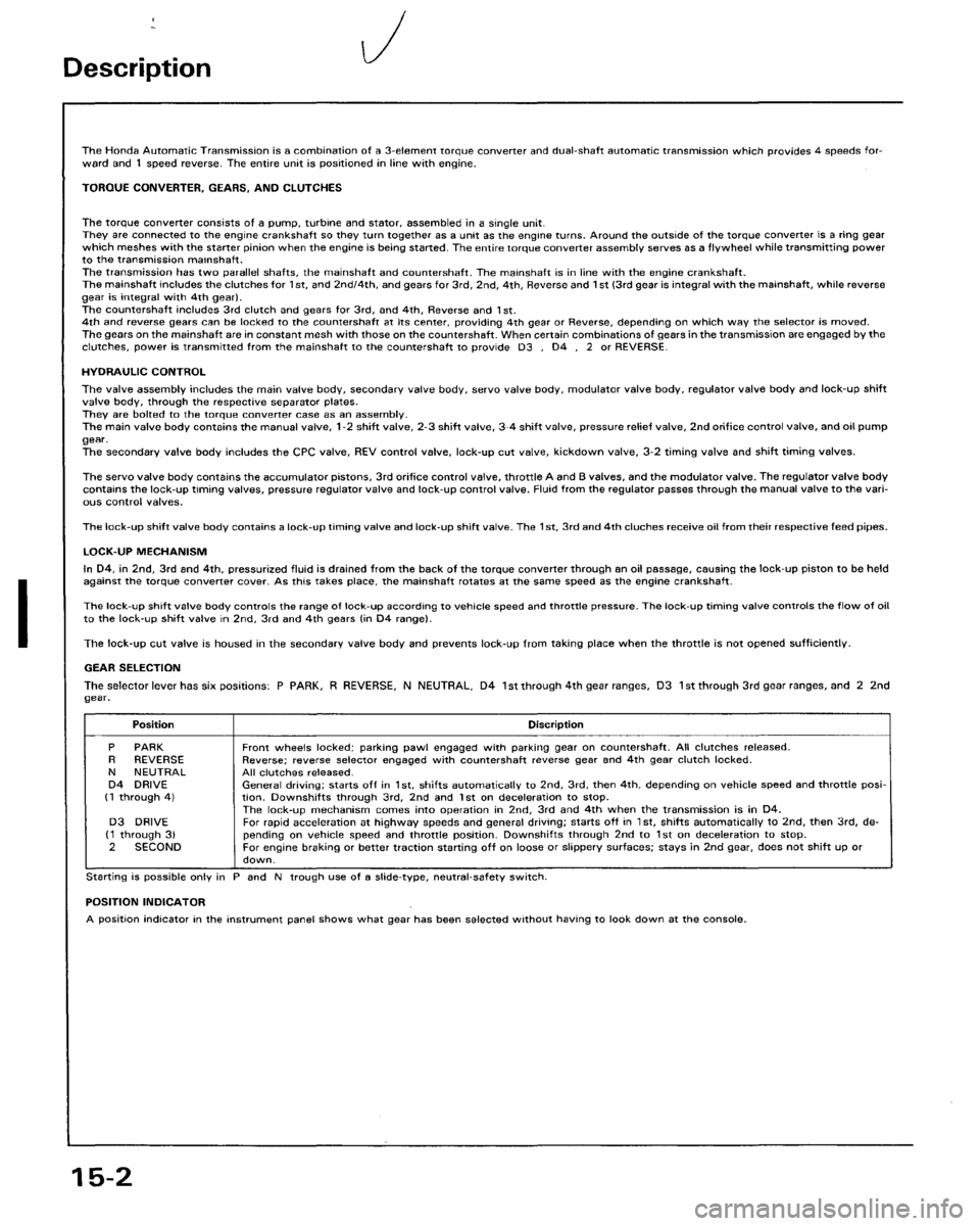 HONDA ACCORD 1986 CA / 3.G Workshop Manual 