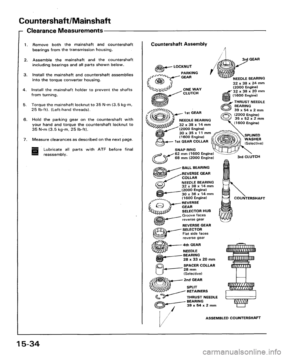 HONDA ACCORD 1986 CA / 3.G Workshop Manual 