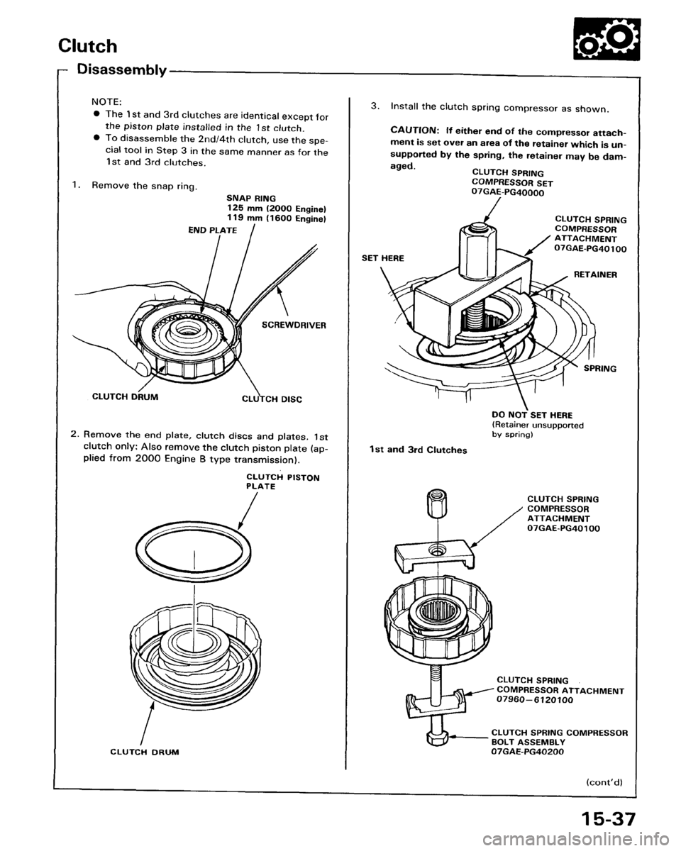 HONDA ACCORD 1986 CA / 3.G Workshop Manual 