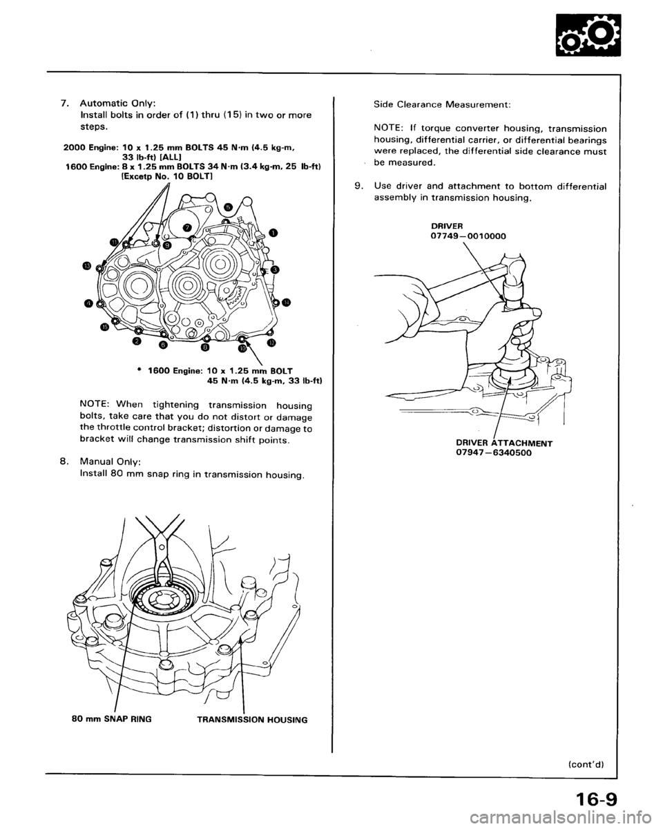 HONDA ACCORD 1986 CA / 3.G Workshop Manual 