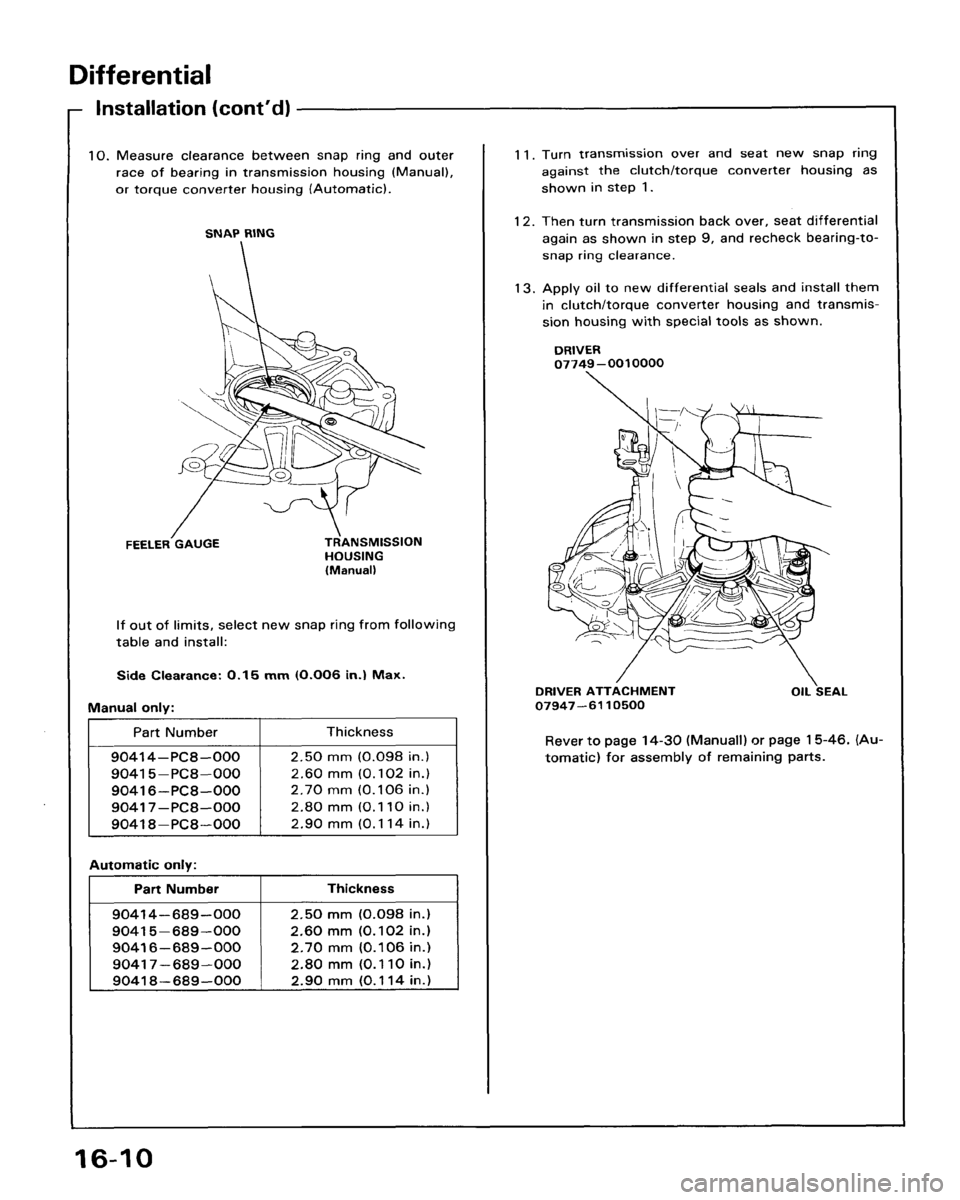 HONDA ACCORD 1986 CA / 3.G Workshop Manual 